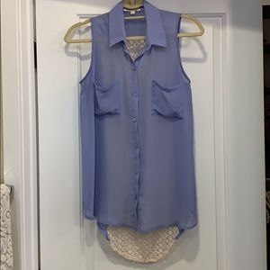 Pink blouse with crocheted back